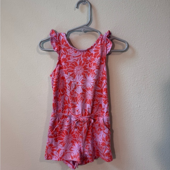 Cat & Jack Toddler Floral Romper - pink and orange, size 18M - Picture 1 of 4